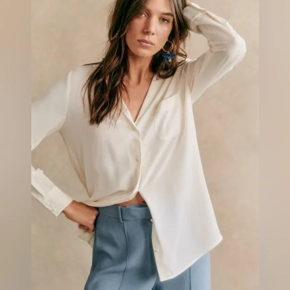 Sezane Florence Shirt in Ecru - Size 40, US 8 - NWT - Picture 2 of 12